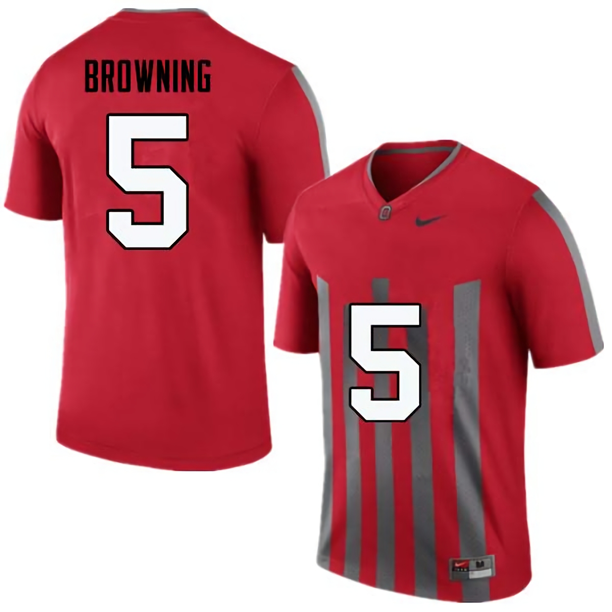 Baron Browning Ohio State Buckeyes Men's NCAA #5 Nike Throwback Red College Stitched Football Jersey GAA3556RN